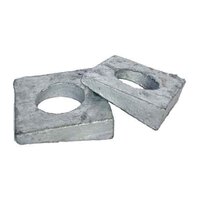 1-1/4" Square Beveled Washer, Malleable Iron, HDG